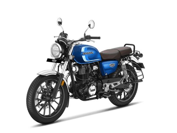 CB350 hness dlx pro chrome blue side view