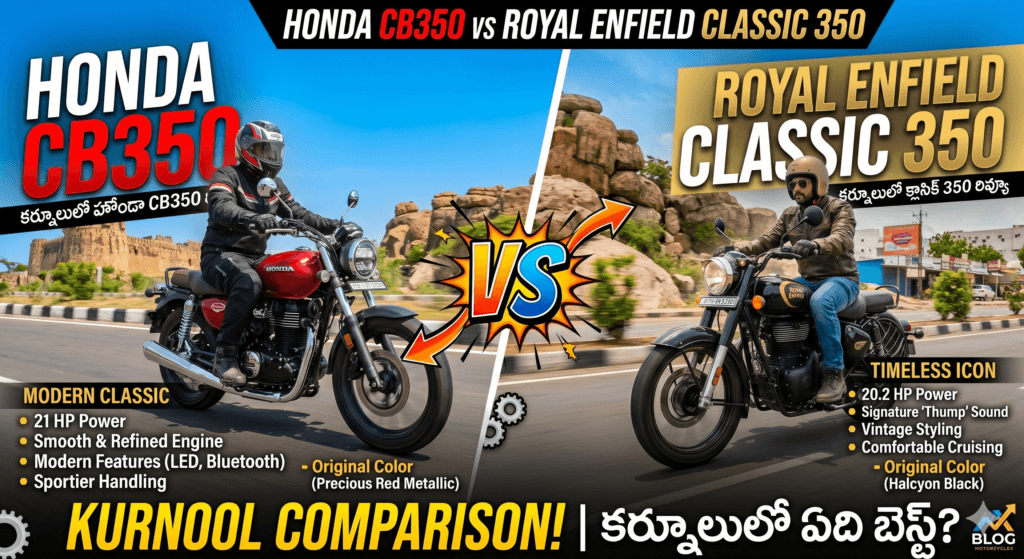 Honda CB350 vs Royal Enfield Classic 350 Kurnool comparison